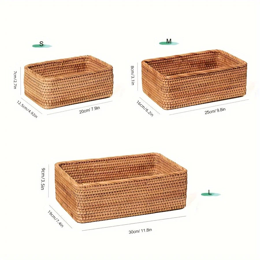 Panier de Rangement en Rotin Naturel Tressé Main