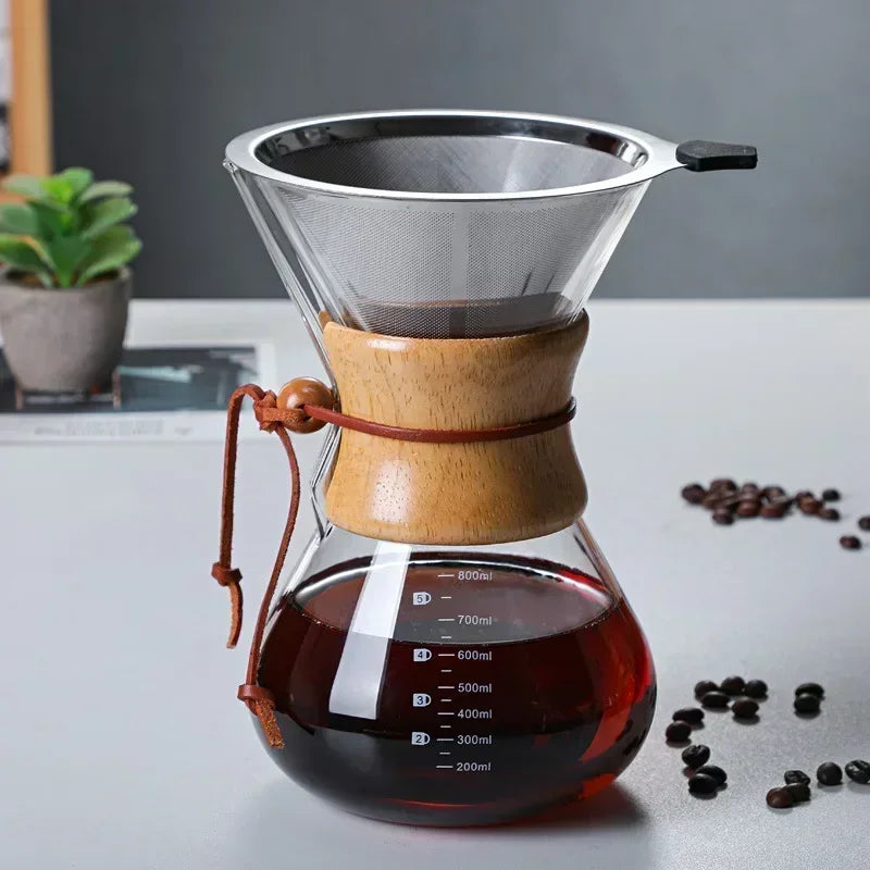 Verseuse à Café Filtre en Verre avec Filtre Inox