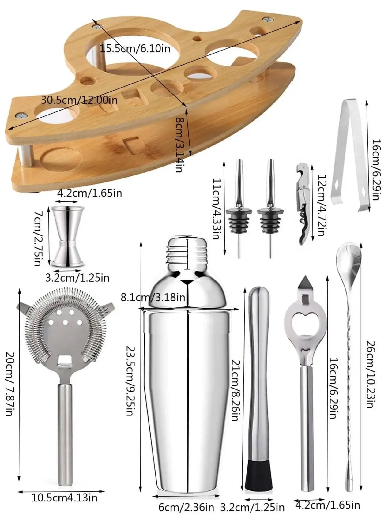 Ensemble Shaker à Cocktail Inox Kit Barman Complet