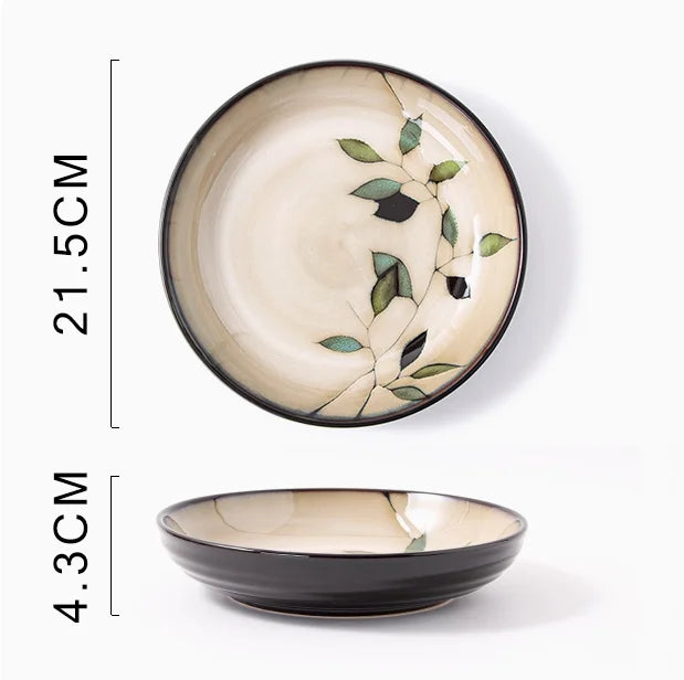 Assiette Creuse en Céramique Peinte à la Main - Style Chinois