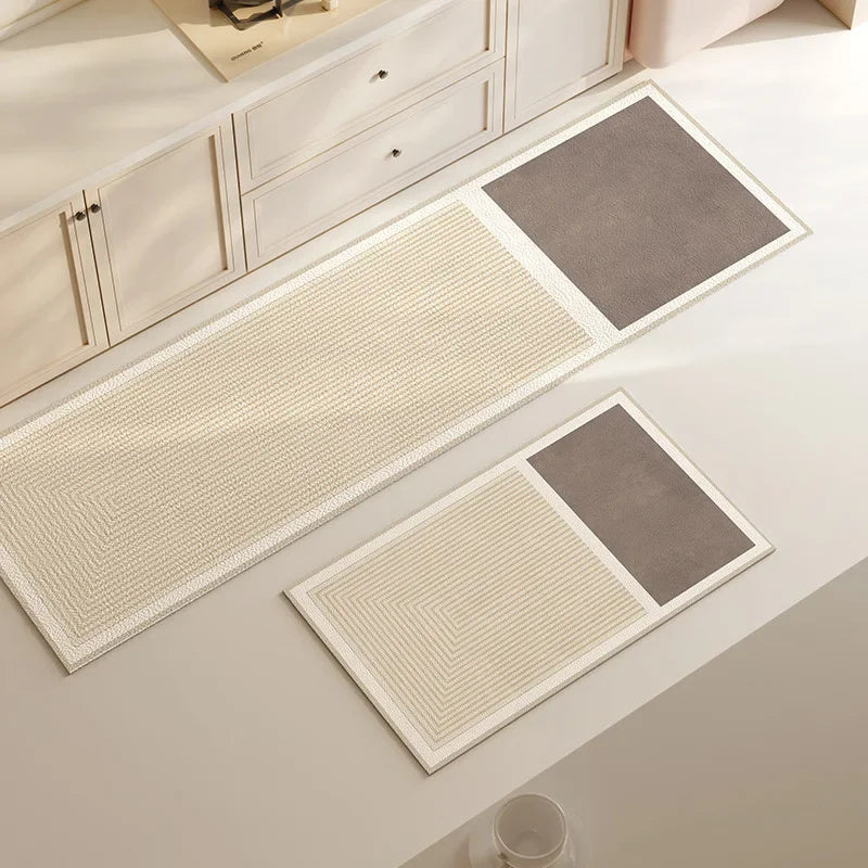 Tapis de Cuisine Absorbant - Style Épuré Longue Bande