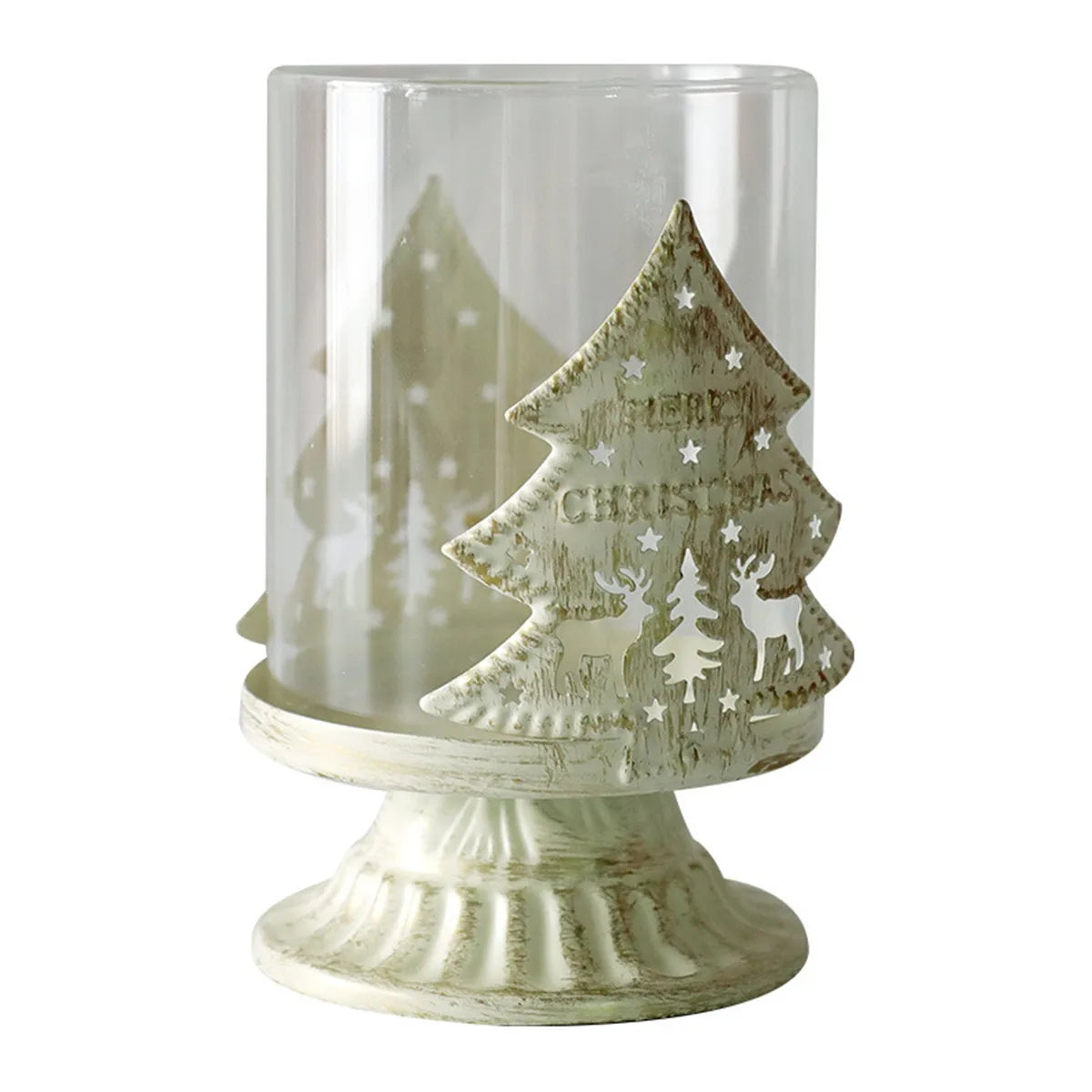 Bougeoir de Noël Élan et Sapin en Verre