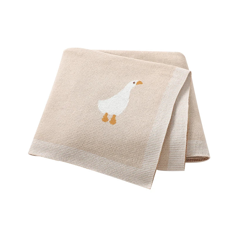Couverture Bébé Coton Motif Oie Tricotée