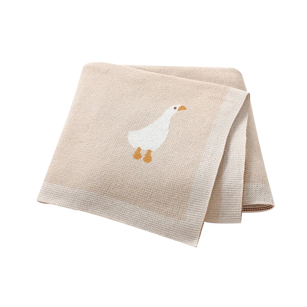 Couverture Bébé Coton Motif Oie Tricotée