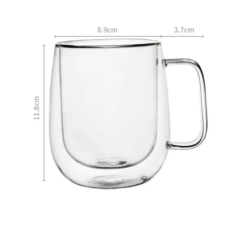 Tasse en Verre Borosilicate Double Paroi Résistante à la Chaleur