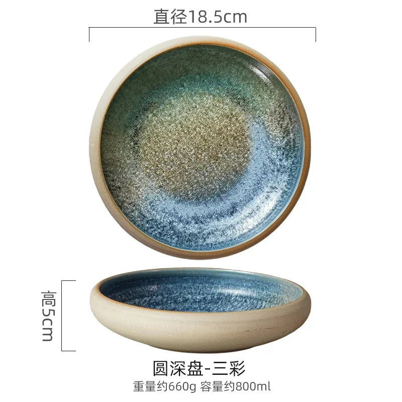 Japanese Round Deep Plate – Stoneware Dinner & Pasta Bowl