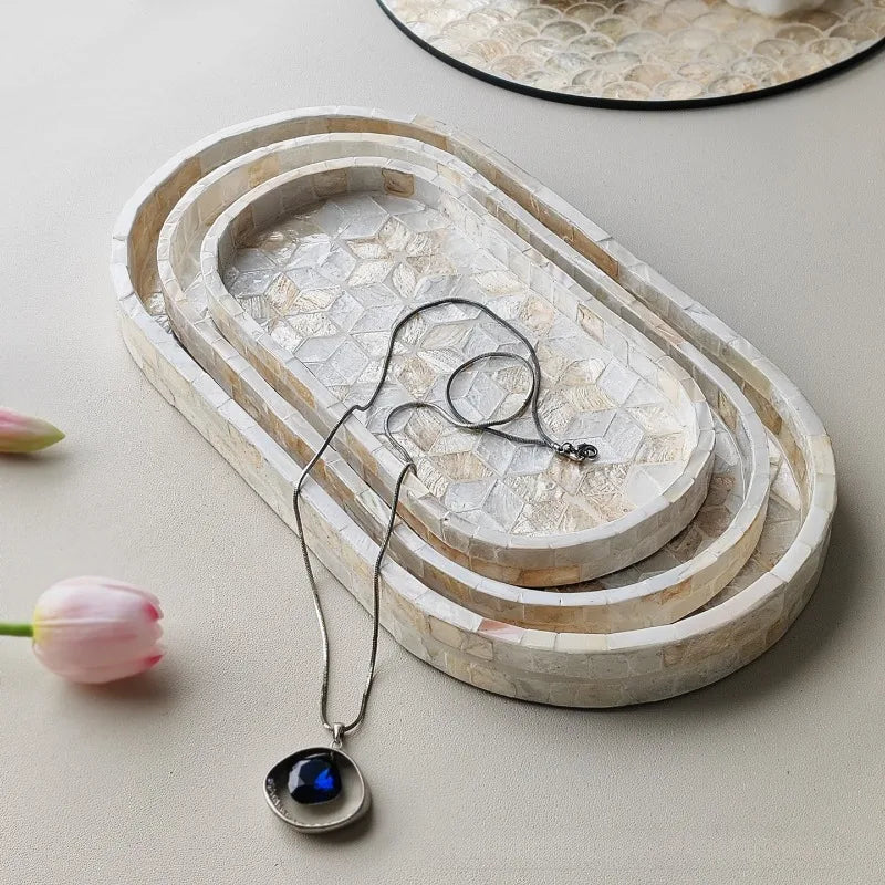 Plateau Coquillage Naturel Ovale Style Nordique Luxueux
