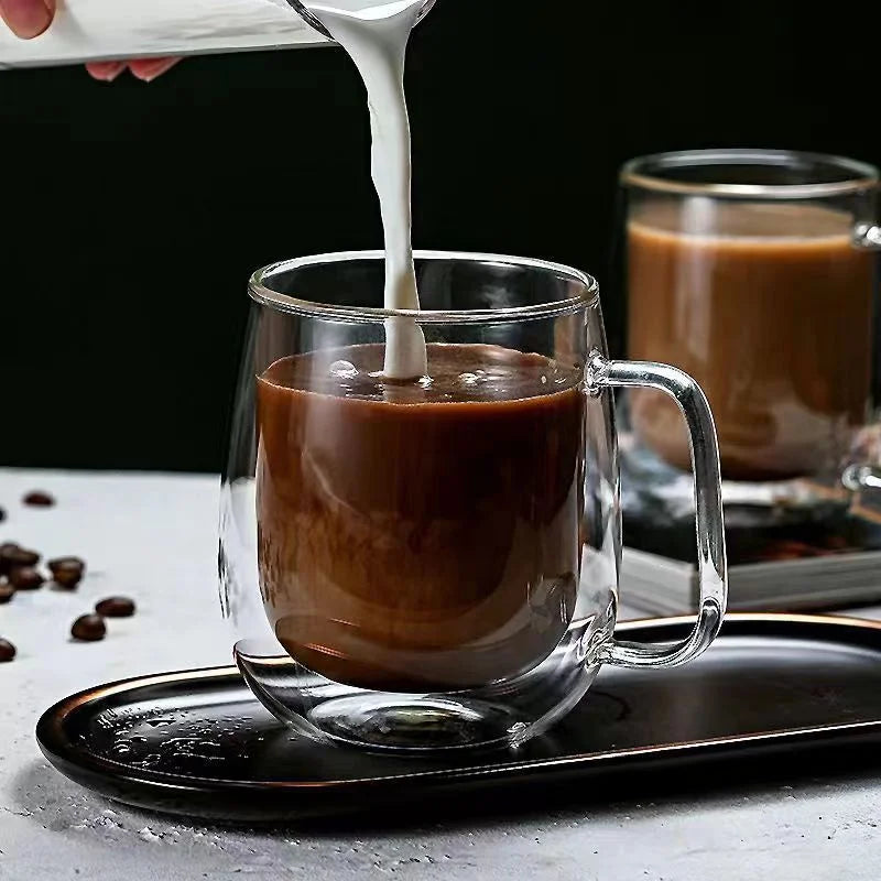 Tasse en Verre Borosilicate Double Paroi Résistante à la Chaleur