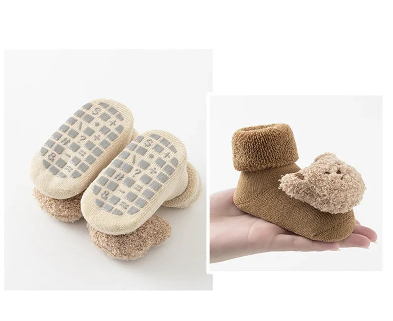 Chaussettes Bébé Antidérapantes Motif Ourson