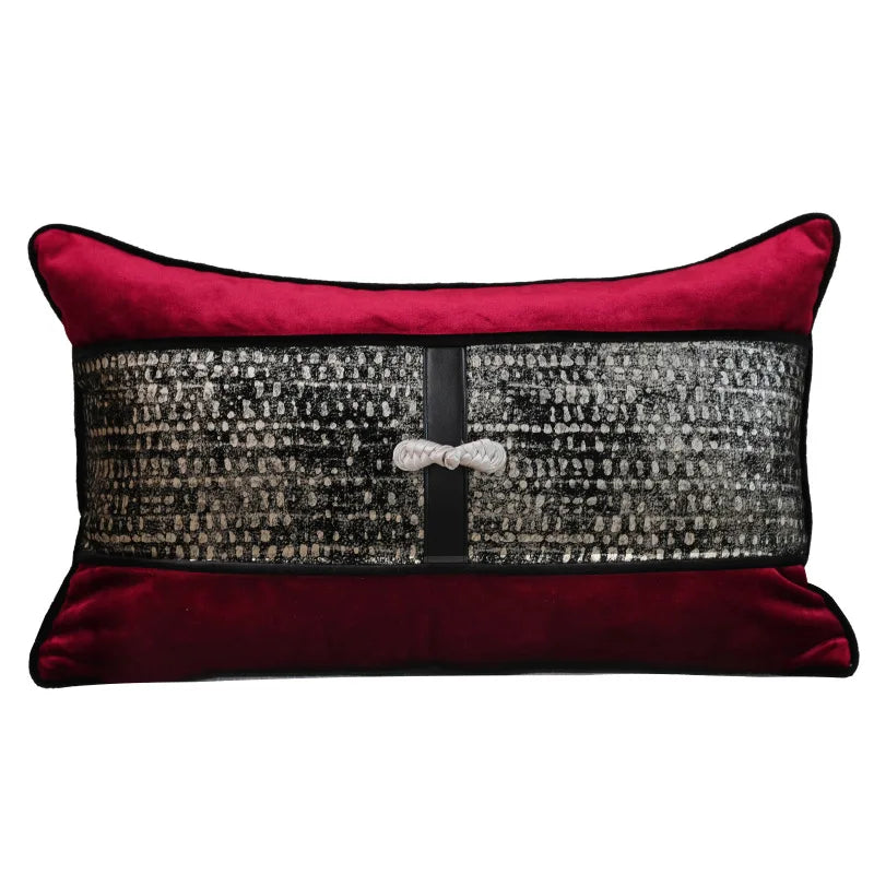 Housse de Coussin Lombaire Effet Python avec Pompon Art Déco