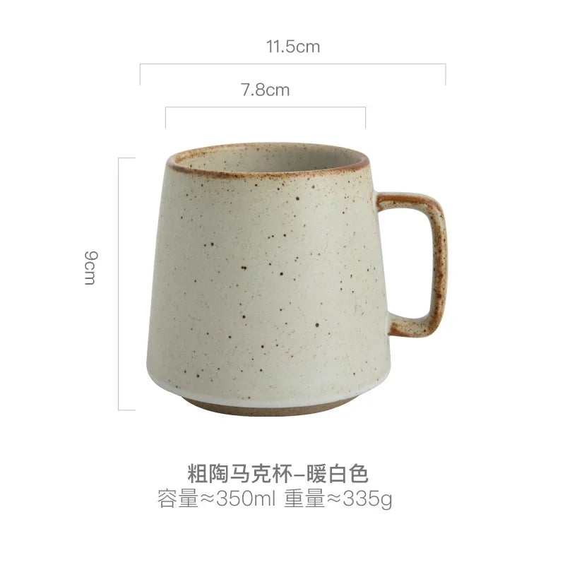 Tasse en Céramique Rétro avec Sous-Verre en Bois