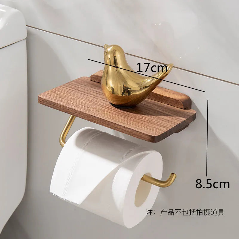 Porte-Essuie-Tout Mural en Bois et Acier Inoxydable