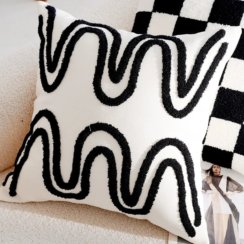 Housse de Coussin Rétro Française Noire