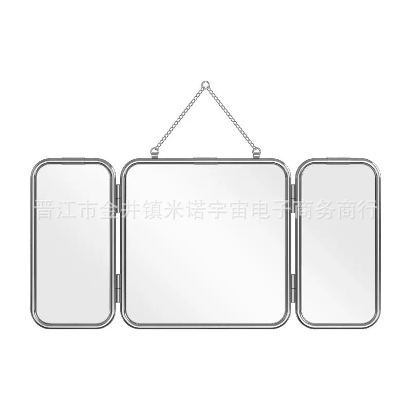 Miroir Trifold Carré Métal Style Minimaliste