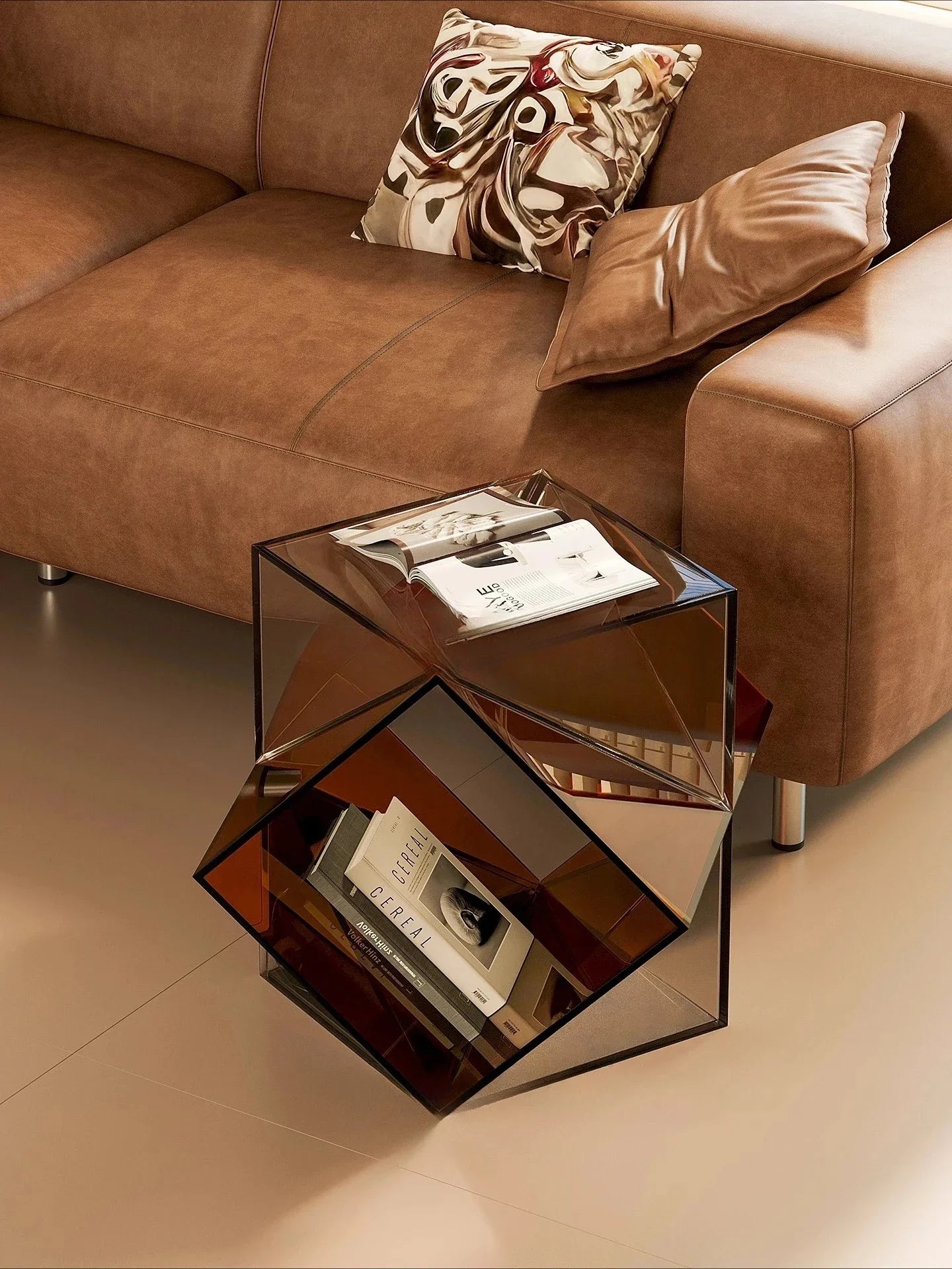 Table de Chevet Design en Acrylique - Rangement Minimaliste