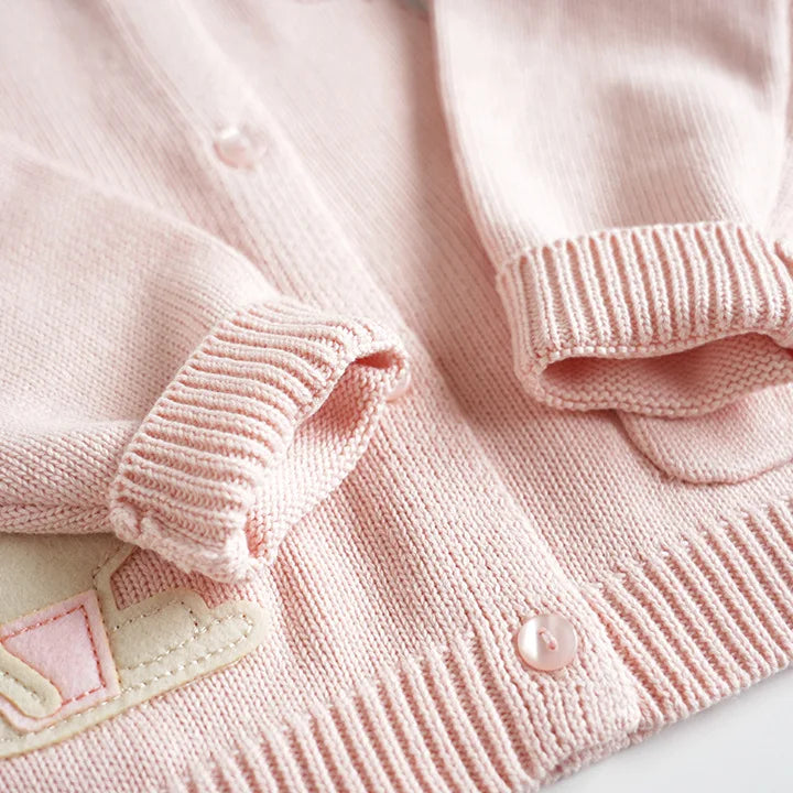 Cardigan Fille Brodé Motif Champignon