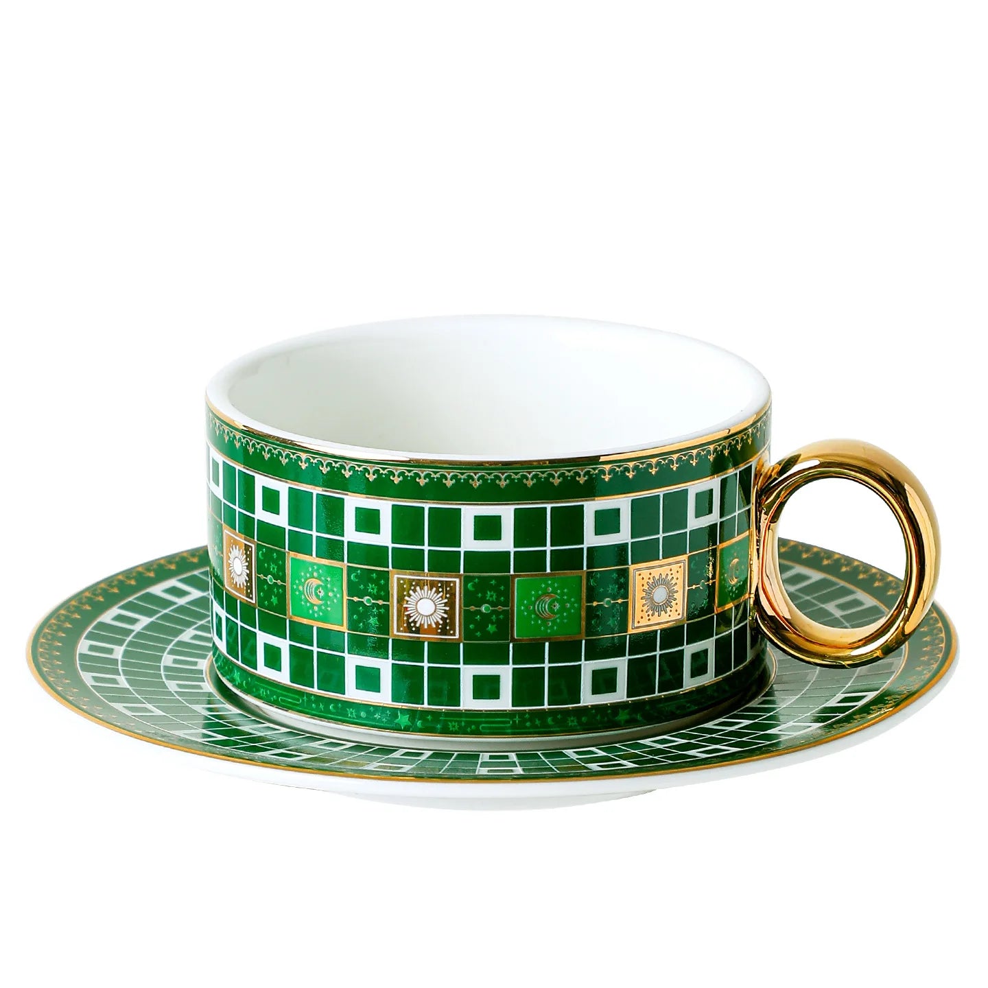 Tasse à Café Porcelaine Fine Bordure Dorée Style Royal
