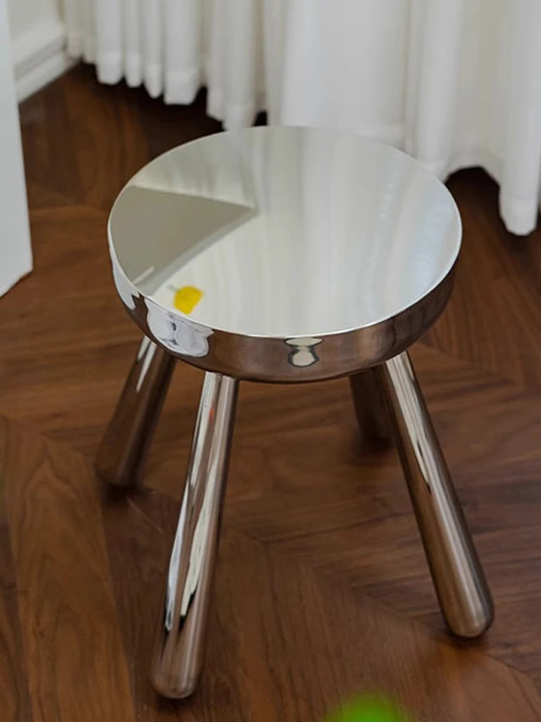Silver Stainless Steel Stool – Nordic Minimalist Accent Seat, 34x34x41cm