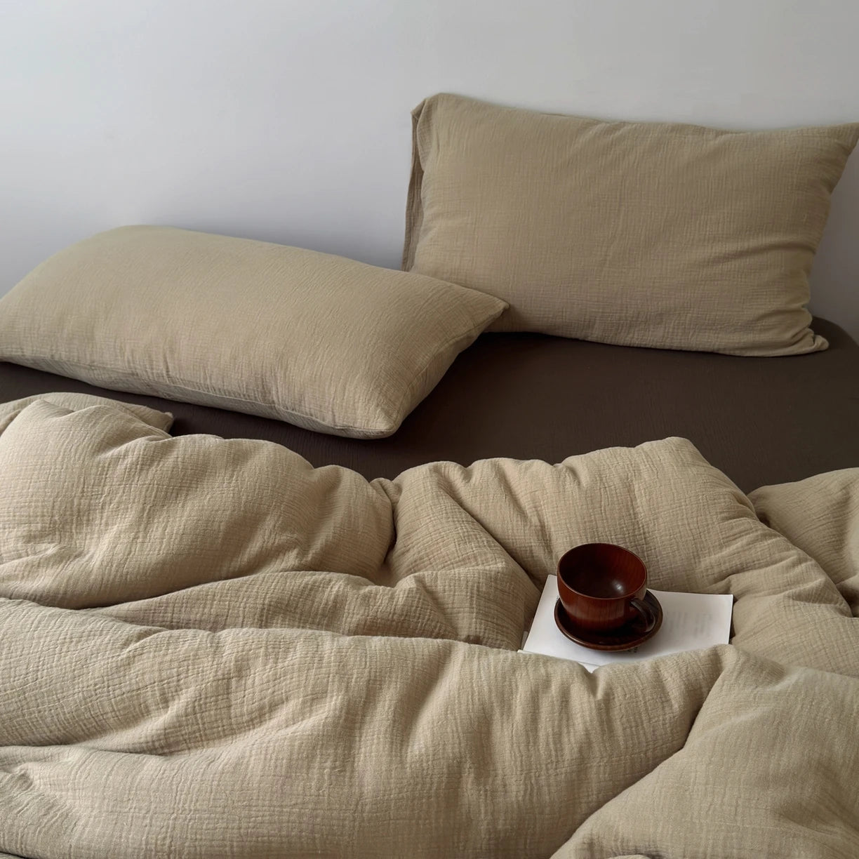 Housse de Couette Coton Gaufré Uni 220x240cm