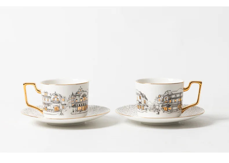 Tasse à Café Vintage Style Européen avec Soucoupe