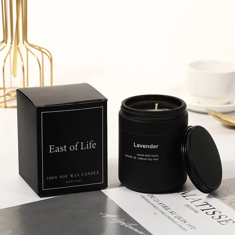 Bougie Parfumée Verre Givré Noir Bois de Santal