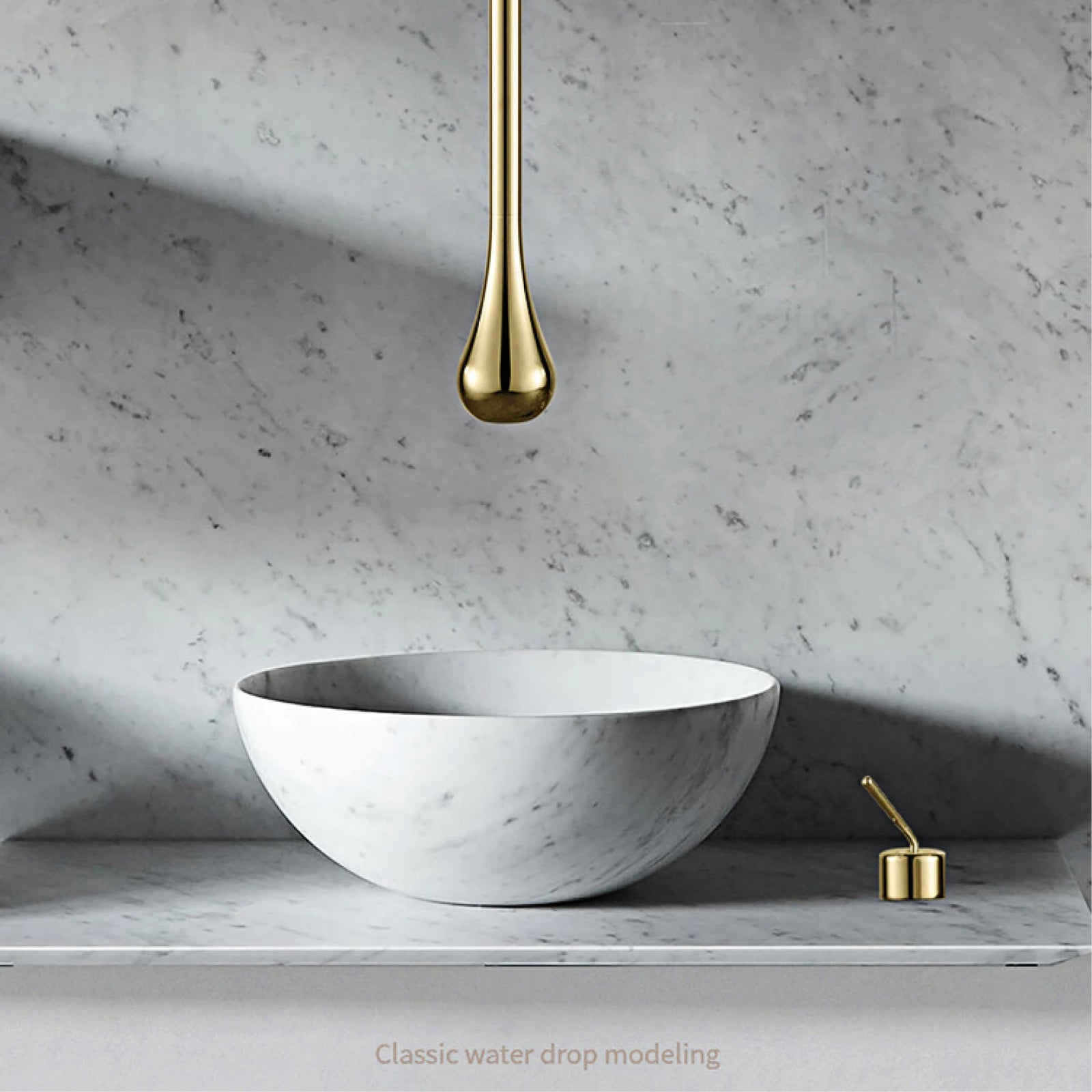 Robinet de Salle de Bain Or Brossé Double Commande Plafond