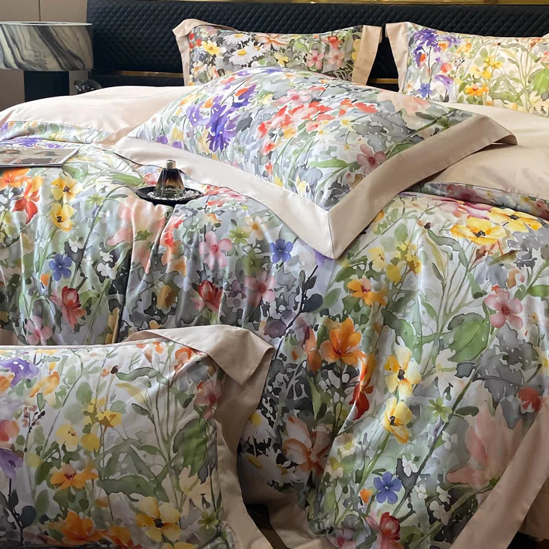 Parure de Lit Coton Luxe Style Hôtelier Brodée