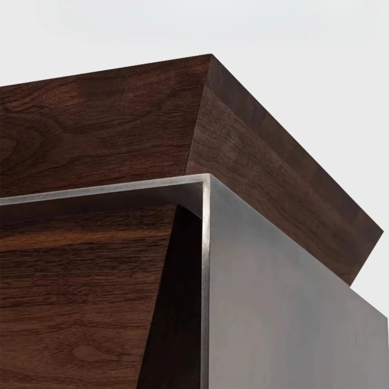 Table d'Appoint Design en Bois et Acier Inoxydable
