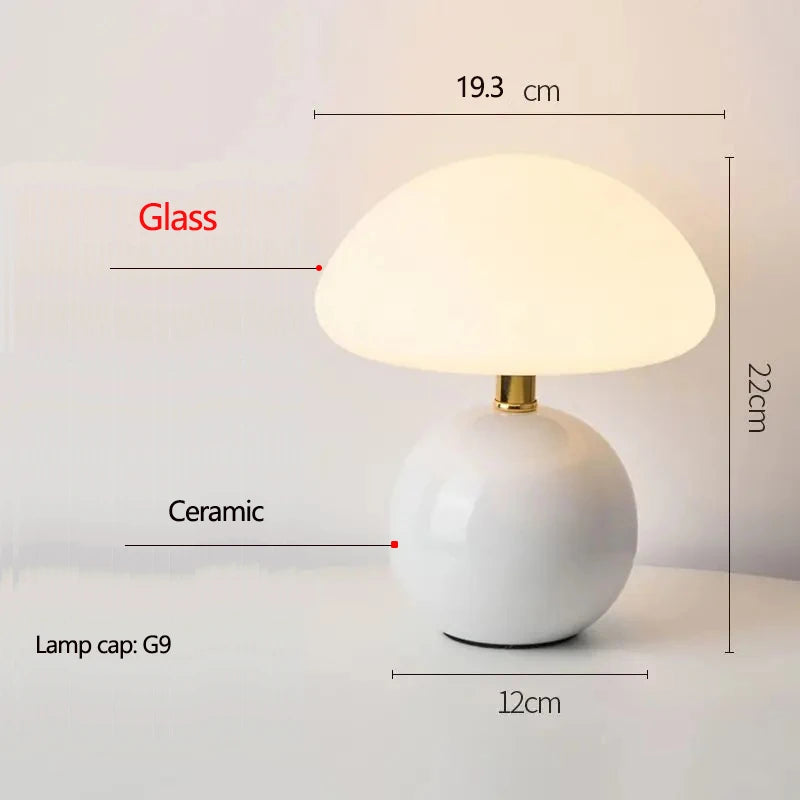 Lampe de Table Champignon en Céramique - Style Nordique Crème
