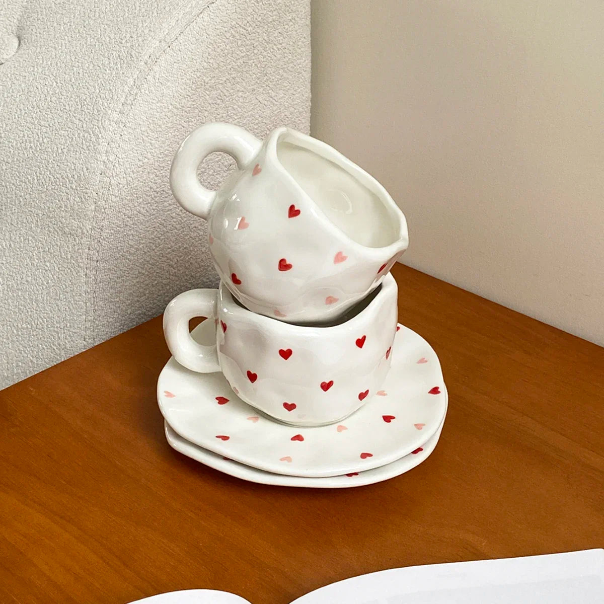 Tasse et Soucoupe Forme Cœur Irrégulière Créative