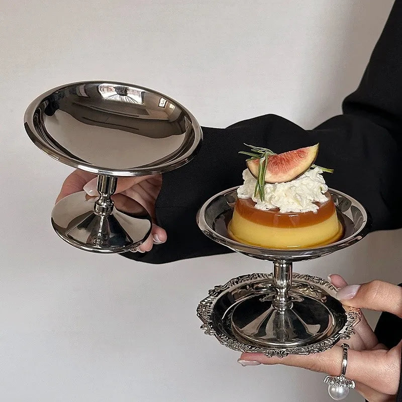 Coupe à Dessert Acier Inoxydable Style Rétro Base Haute