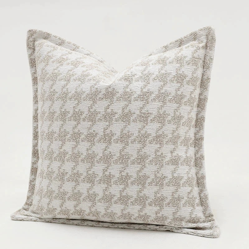 Housse de Coussin Jacquard Géométrique Gris Avoine Luxe Minimaliste
