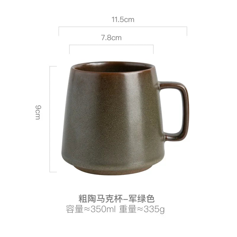 Tasse en Céramique Rétro avec Sous-Verre en Bois