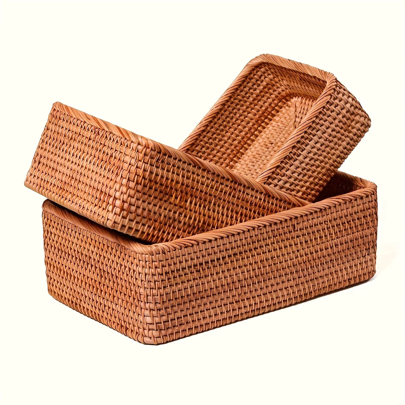 Panier de Rangement en Rotin Naturel Tressé Main