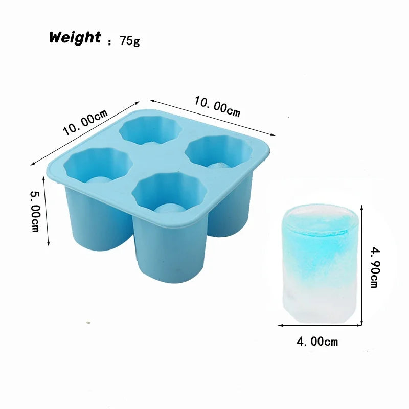 Moule à Glaçons en Silicone Forme Ronde 4 Cavités