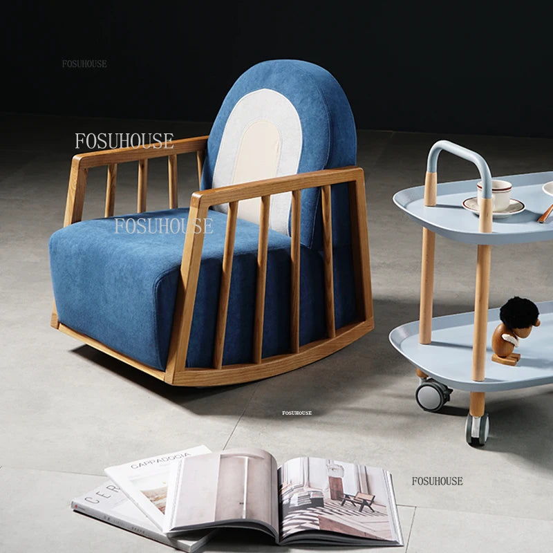 Chaise à Bascule Enfant en Bois Massif Nordique