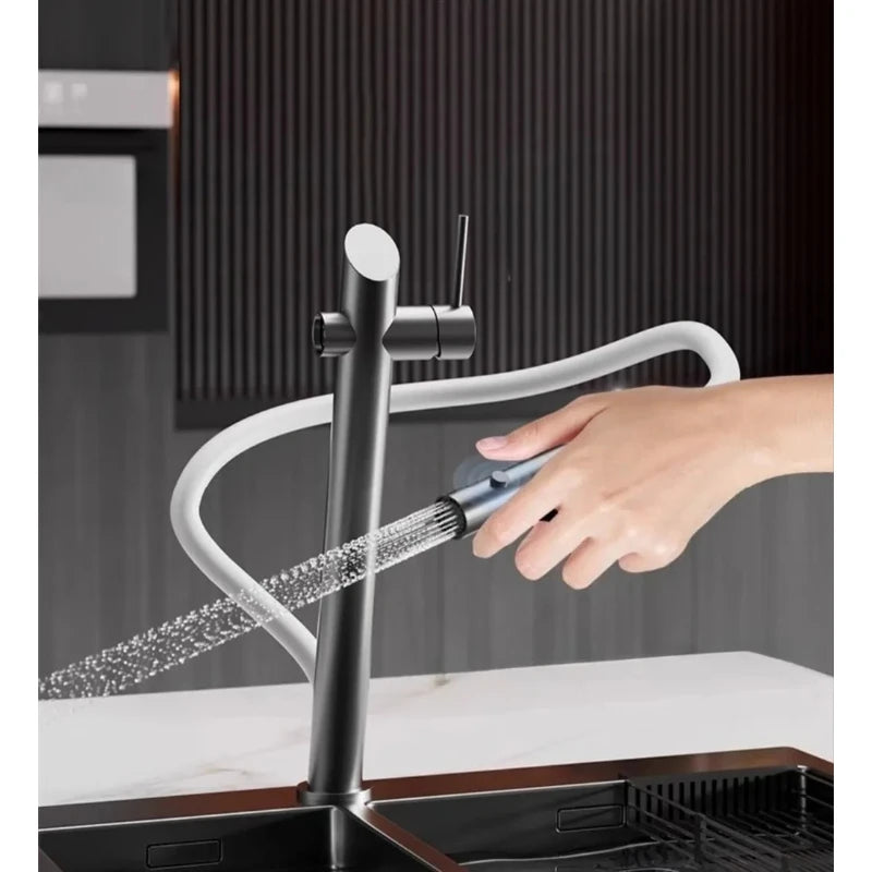 Robinet de Cuisine Magnétique Inox Noir et Rouge