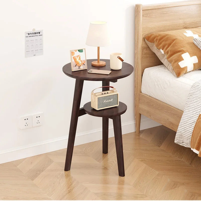 Table Basse Ronde Bois Massif - Rangement Fonctionnel