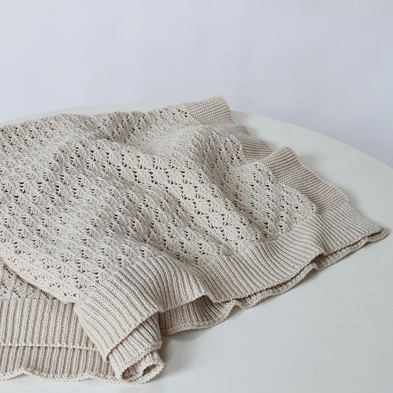 Plaid Nordique en Coton Tricoté