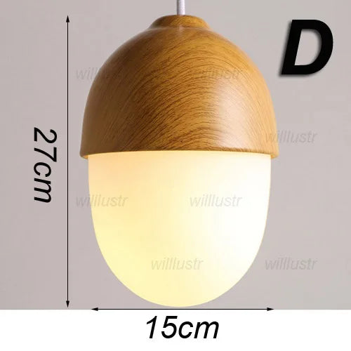 Suspension Créative Effet Noix Bois Métal et Verre