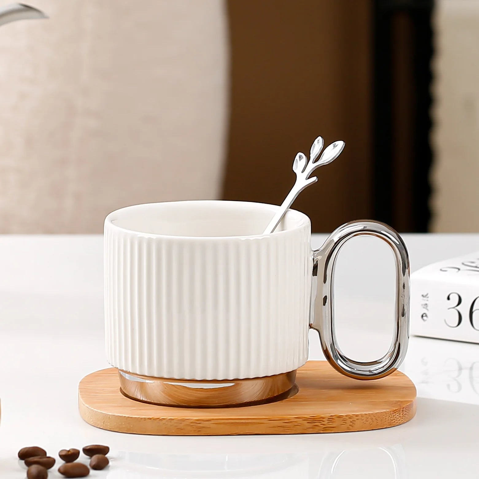 Tasse en Céramique avec Cuillère et Soucoupe 220ml