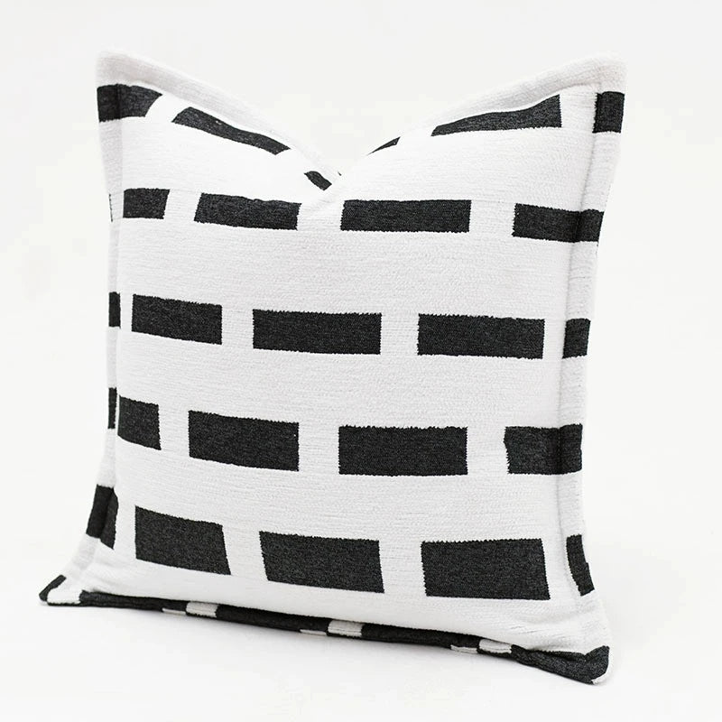 Housse de Coussin Jacquard Géométrique Gris Avoine Luxe Minimaliste