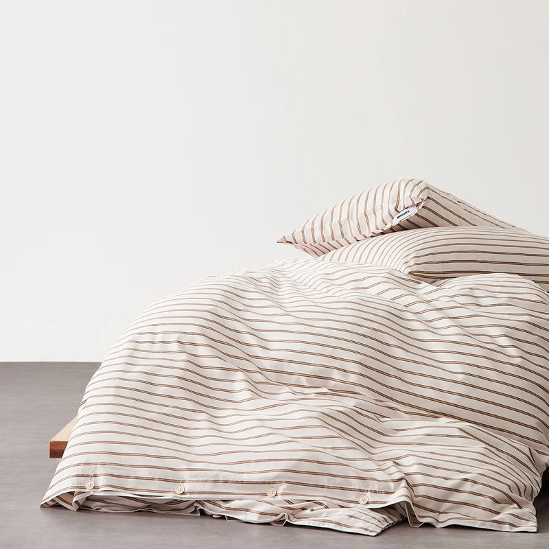 Housse de Couette Coton Rayée Douce pour Toute la Famille
