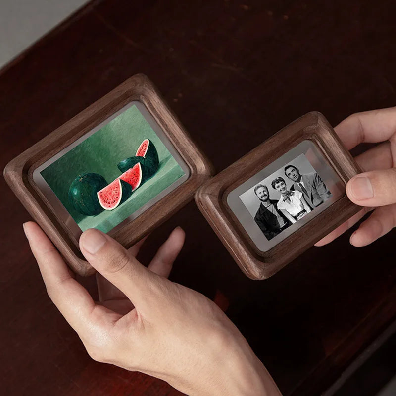 Cadre Photo Double Face en Bois de Noyer - Transparent