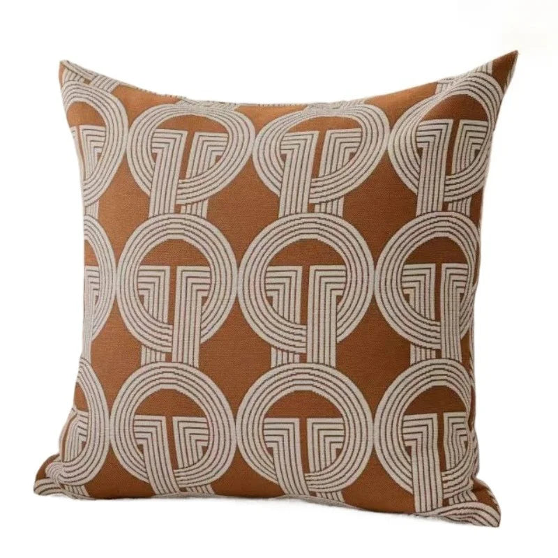 Housse de Coussin Jacquard Géométrique Gris Avoine Luxe Minimaliste