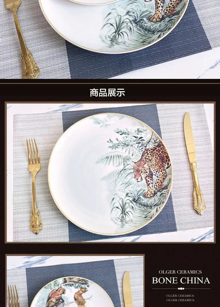 Service de Table Céramique Motif Jungle