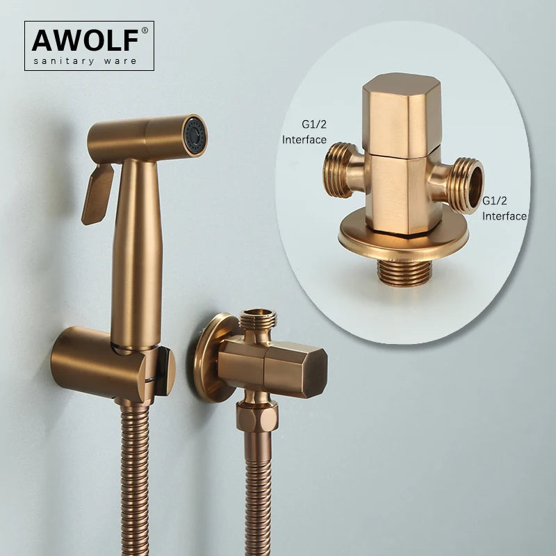 Douchette WC Portable en Acier Inoxydable Or Rose