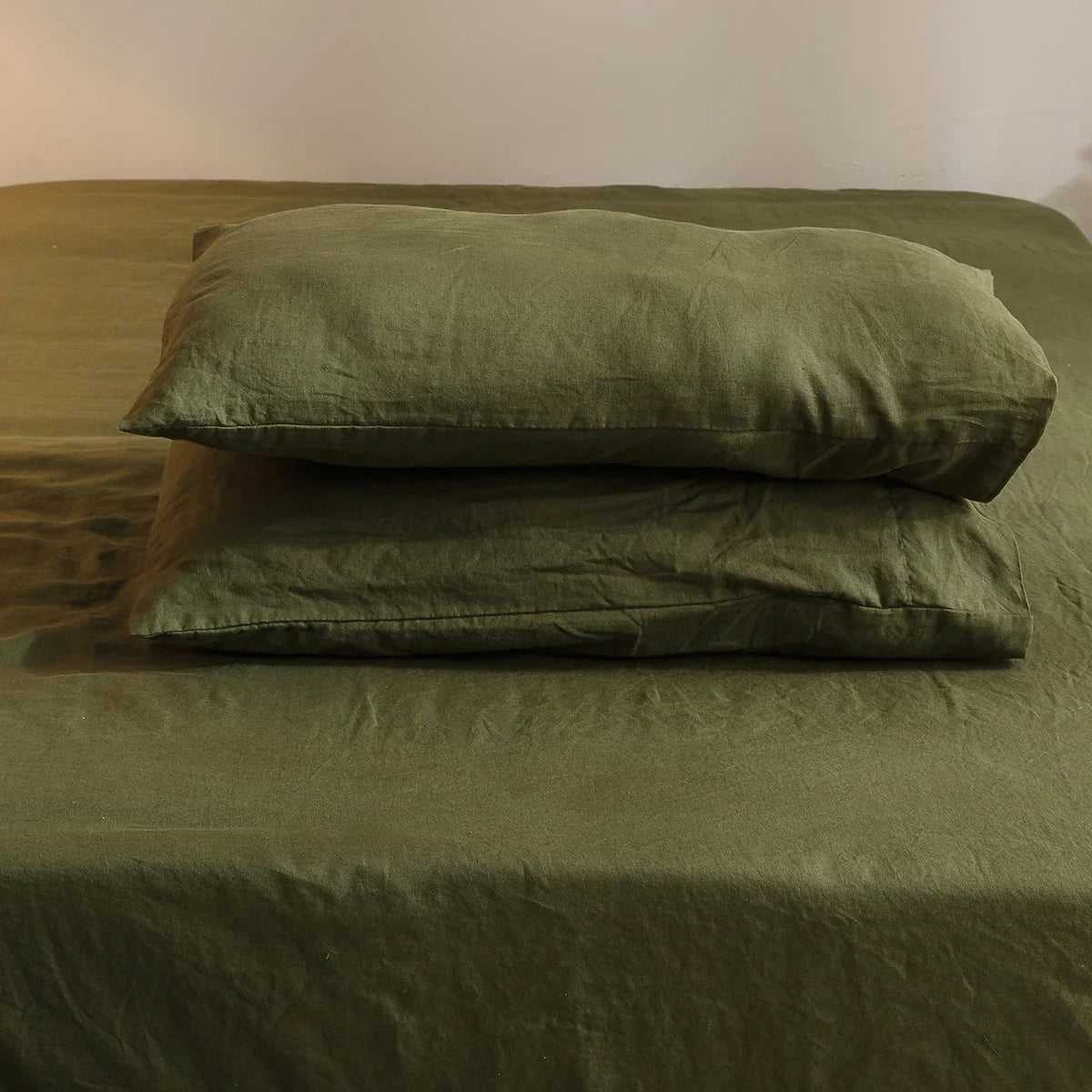 Parure de Lit 4 Pièces en Lin Pur - Drap Housse et Taies