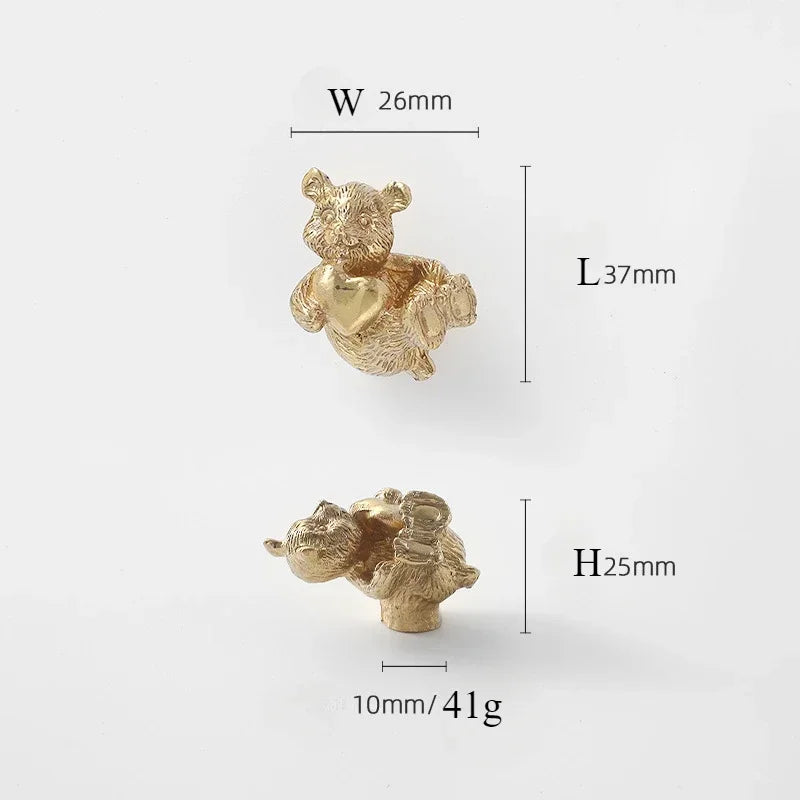 Poignée de Meuble Laiton Massif Forme Singe Doré