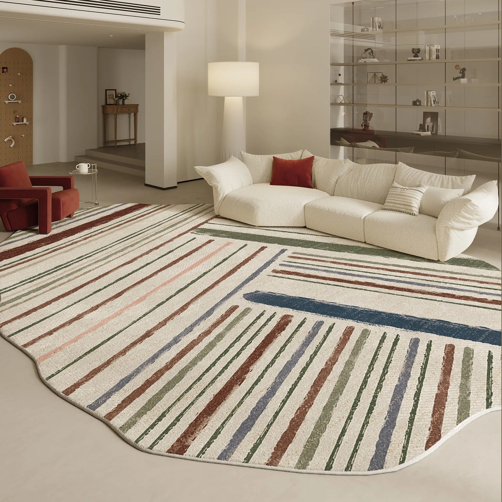 Tapis Forme Irrégulière Moderne Peluche Épaisse Chambre